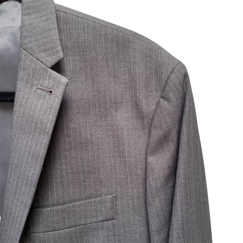 PERRY ELLIS Classic Fit Charcoal Gray Blue Pinstripe Suit 42 Regular 36x30 - Picture 8 of 13